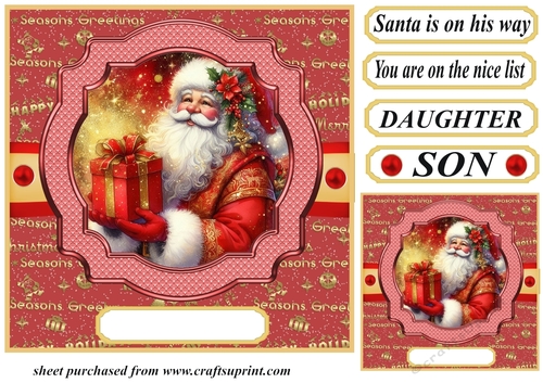 Red and gold Santa card front 3