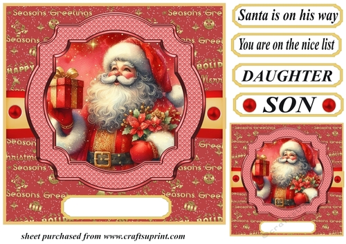 Red and gold Santa card front 4