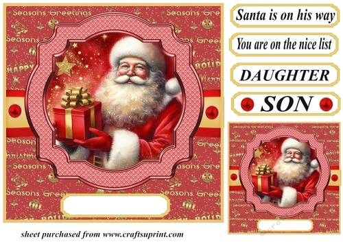 Red and gold Santa card front 5