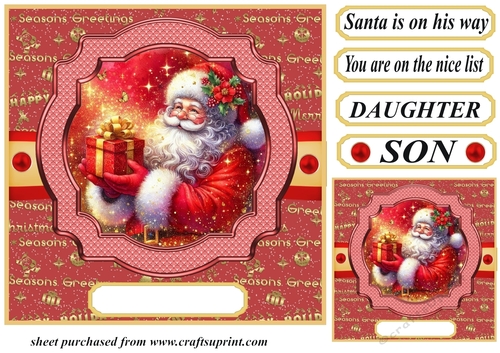 Red and gold Santa card front 6