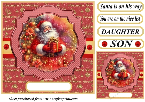 Red and gold Santa card front 7