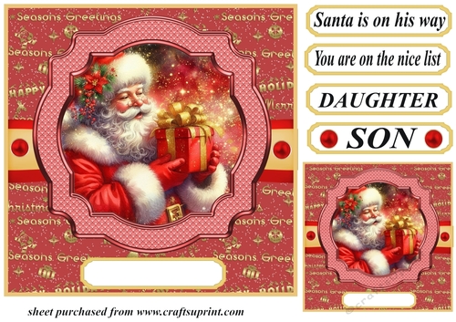 Red and gold Santa card front 8