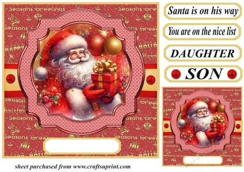 Red and gold Santa card front 10