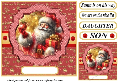 Red and gold Santa card front 11