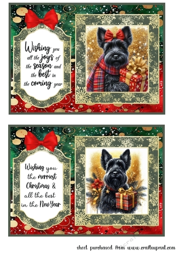2 7x5 aprox Christmas Scottie card fronts 1