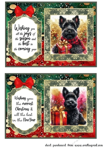2 7x5 aprox Christmas Scottie card fronts 3