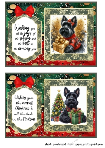 2 7x5 aprox Christmas Scottie card fronts 4