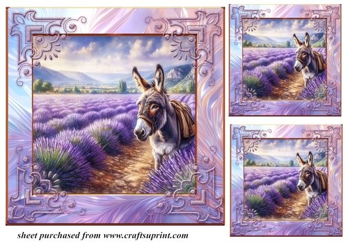 3 Lavender donkey card front/toppers 2