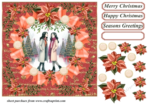 Christmas female couple card front 3