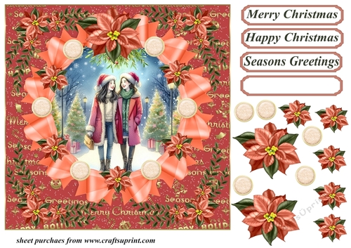 Christmas female couple card front 4