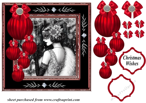 Christmas Flapper girl card front 1
