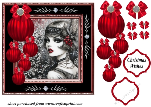 Christmas Flapper girl card front 2
