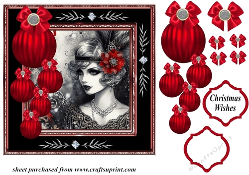 Christmas Flapper girl card front 3
