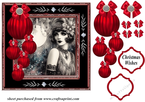 Christmas Flapper girl card front 4