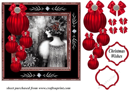 Christmas Flapper girl card front 6