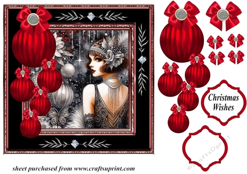 Christmas Flapper girl card front 7
