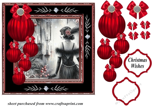 Christmas Flapper girl card front 8