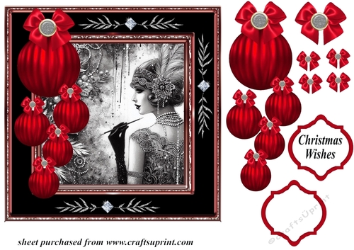 Christmas Flapper girl card front 9