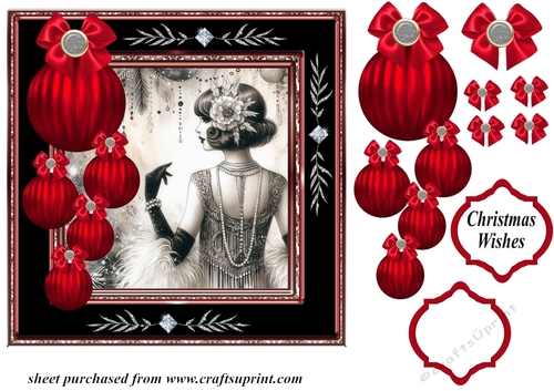 Christmas Flapper girl card front 10