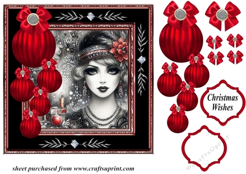 Christmas Flapper girl card front 11