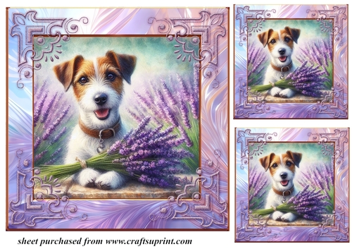 3 Lavender Jack Russel card front/toppers 2