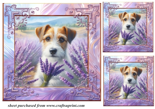 3 Lavender Jack Russel card front/toppers 3