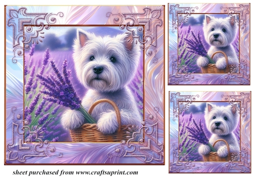 3 Lavender Westie card front/toppers 1