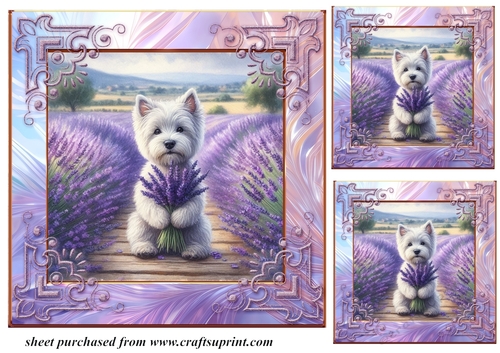 3 Lavender Westie card front/toppers 2