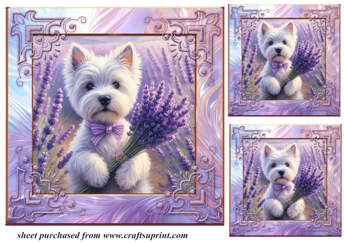 3 Lavender Westie card front/toppers 3