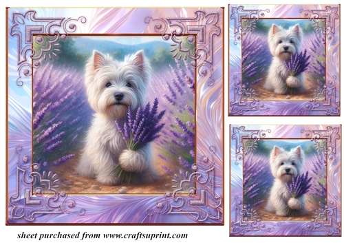 3 Lavender Westie card front/toppers 4