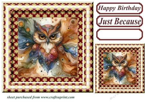 3 Abstract owl card front/toppers