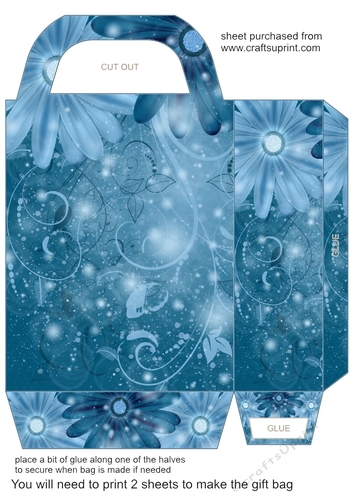 Blue sparkle floral gift bag 1