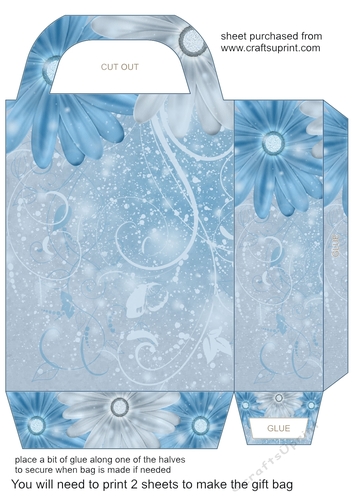 Blue sparkle floral gift bag 2