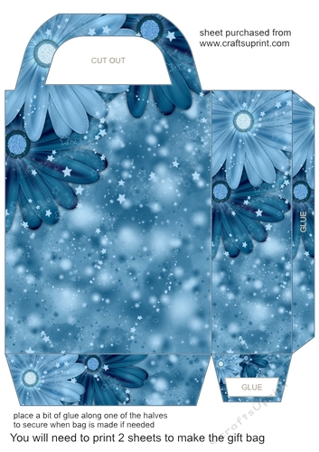 Blue sparkle floral gift bag 3