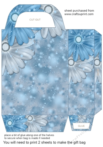 Blue sparkle floral gift bag 5
