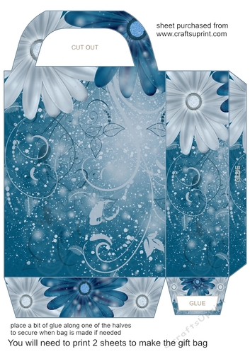 Blue sparkle floral gift bag 6