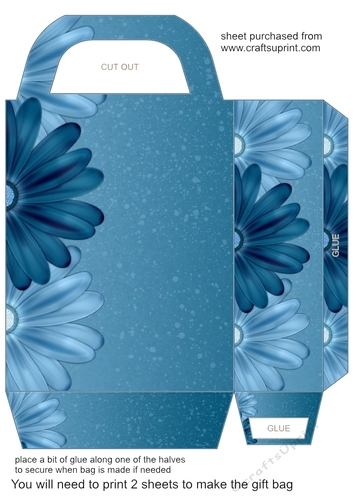 Blue sparkle floral gift bag 7