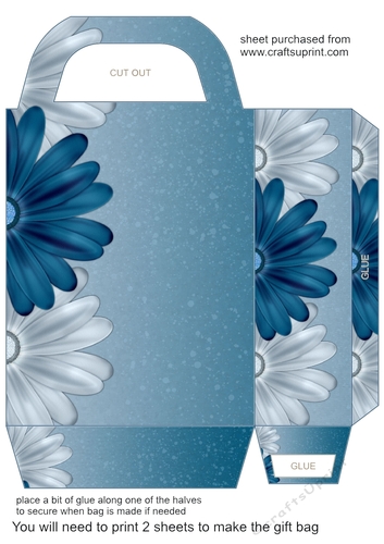 Blue sparkle floral gift bag 8
