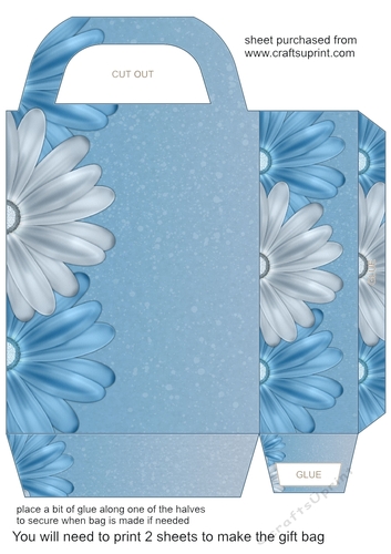 Blue sparkle floral gift bag 9