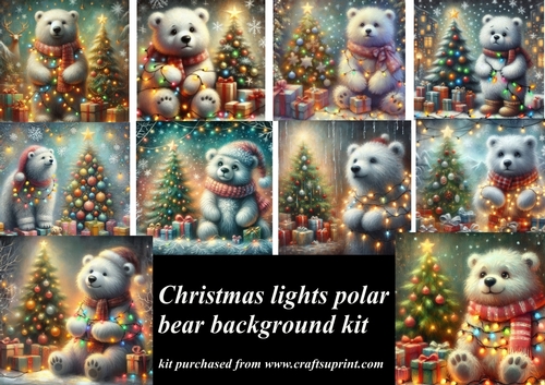 Christmas lights polar bear backgrounds kit