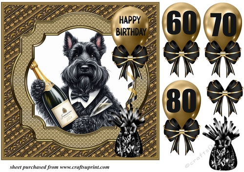 Age 60-80 Birthday pup card front 2
