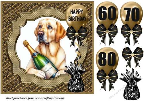 Age 60-80 Birthday pup card front 3