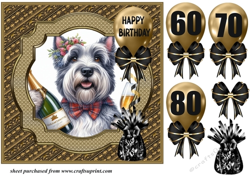 Age 60-80 Birthday pup card front 4