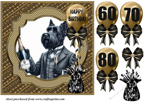 Age 60-80 Birthday pup card front 6