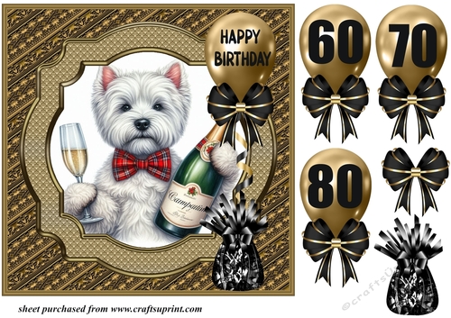Age 60-80 Birthday pup card front 8