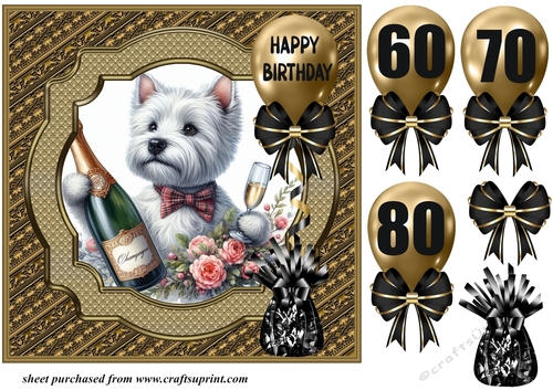 Age 60-80 Birthday pup card front 9