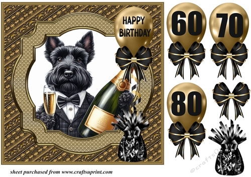 Age 60-80 Birthday pup card front 10