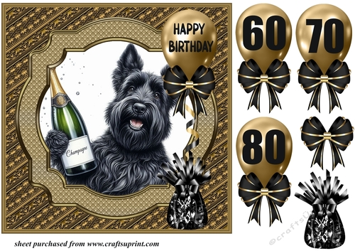 Age 60-80 Birthday pup card front 12