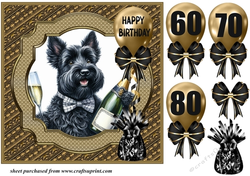 Age 60-80 Birthday pup card front 13