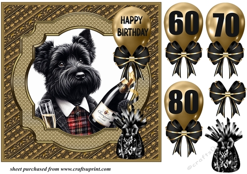 Age 60-80 Birthday pup card front 15